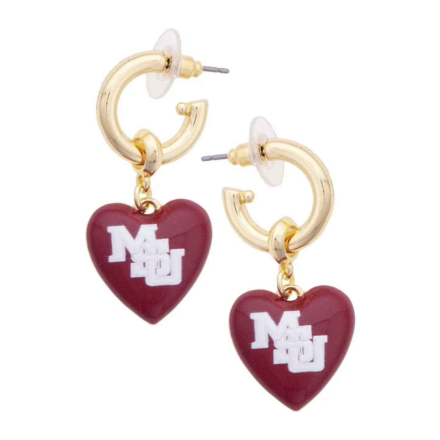 Interlocking MSU Heart Drop Earrings