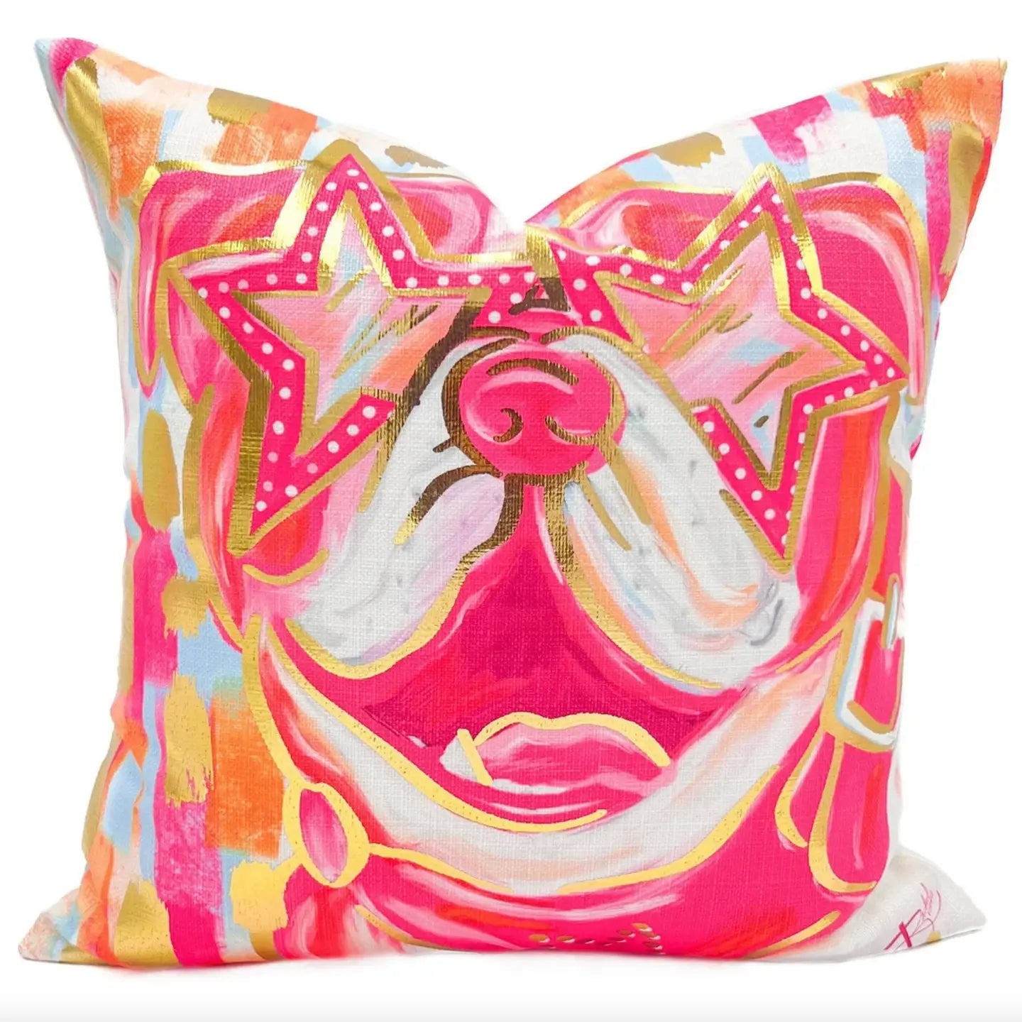 Gold Foil Bulldog Pillows