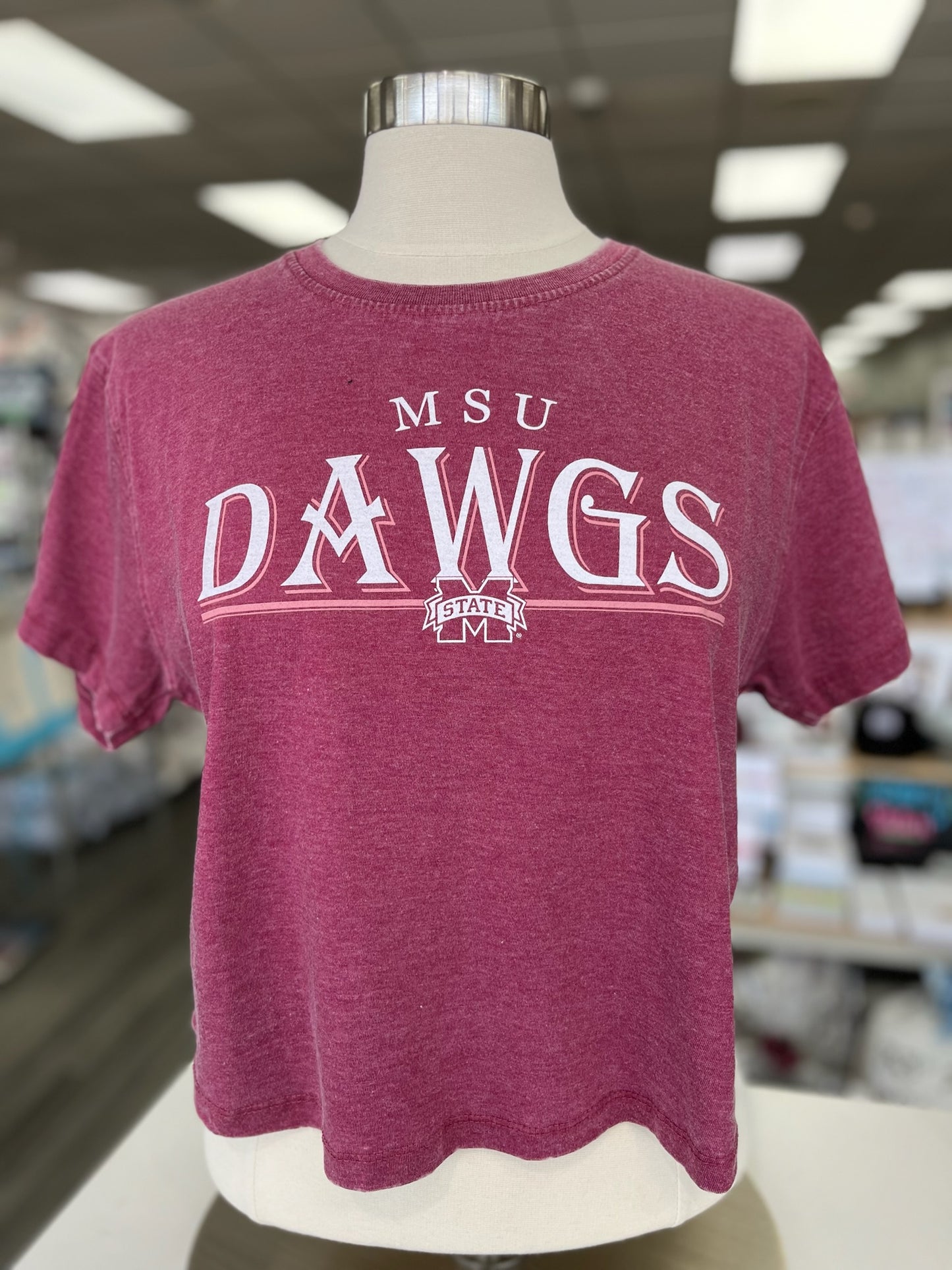 MSU Dawgs Line Crop Tee