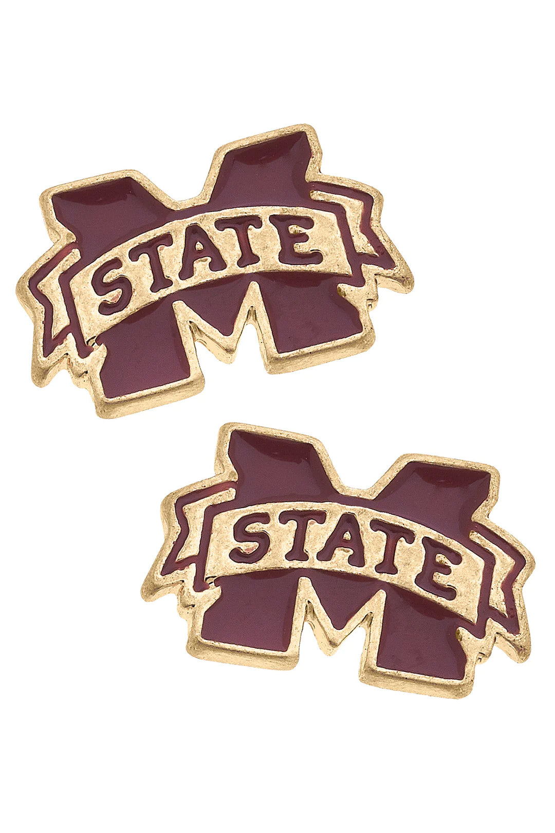 MSU Maroon and Gold Stud Earrings
