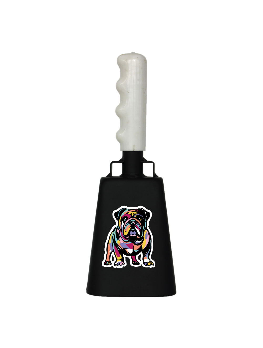 Boxed: Medium Black Cowbell with Watercolor Bully Decal
