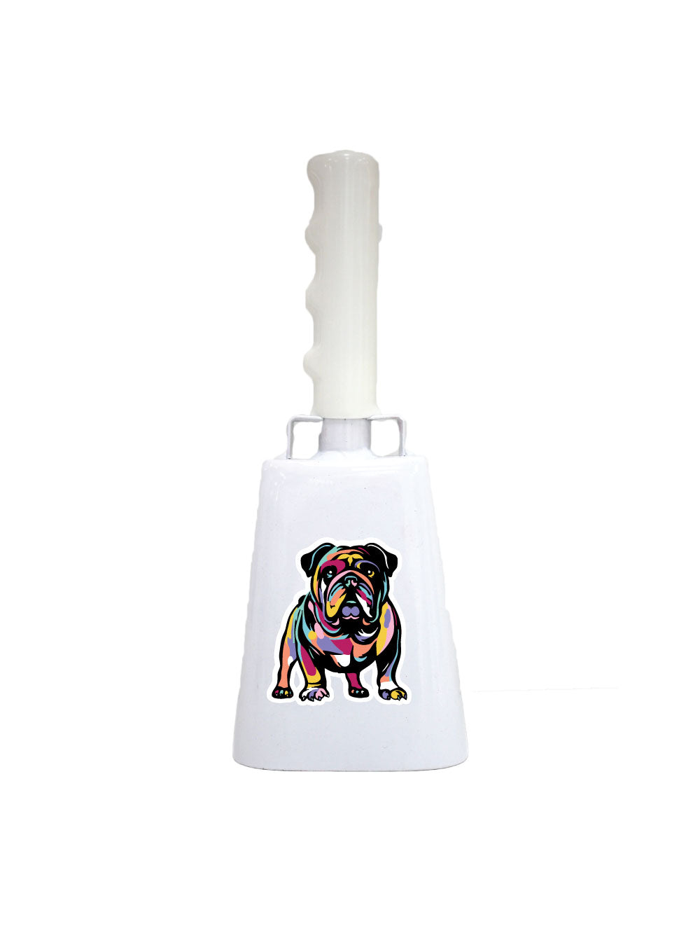 Boxed: Medium White BullyBell with Multicolor Bully Decal