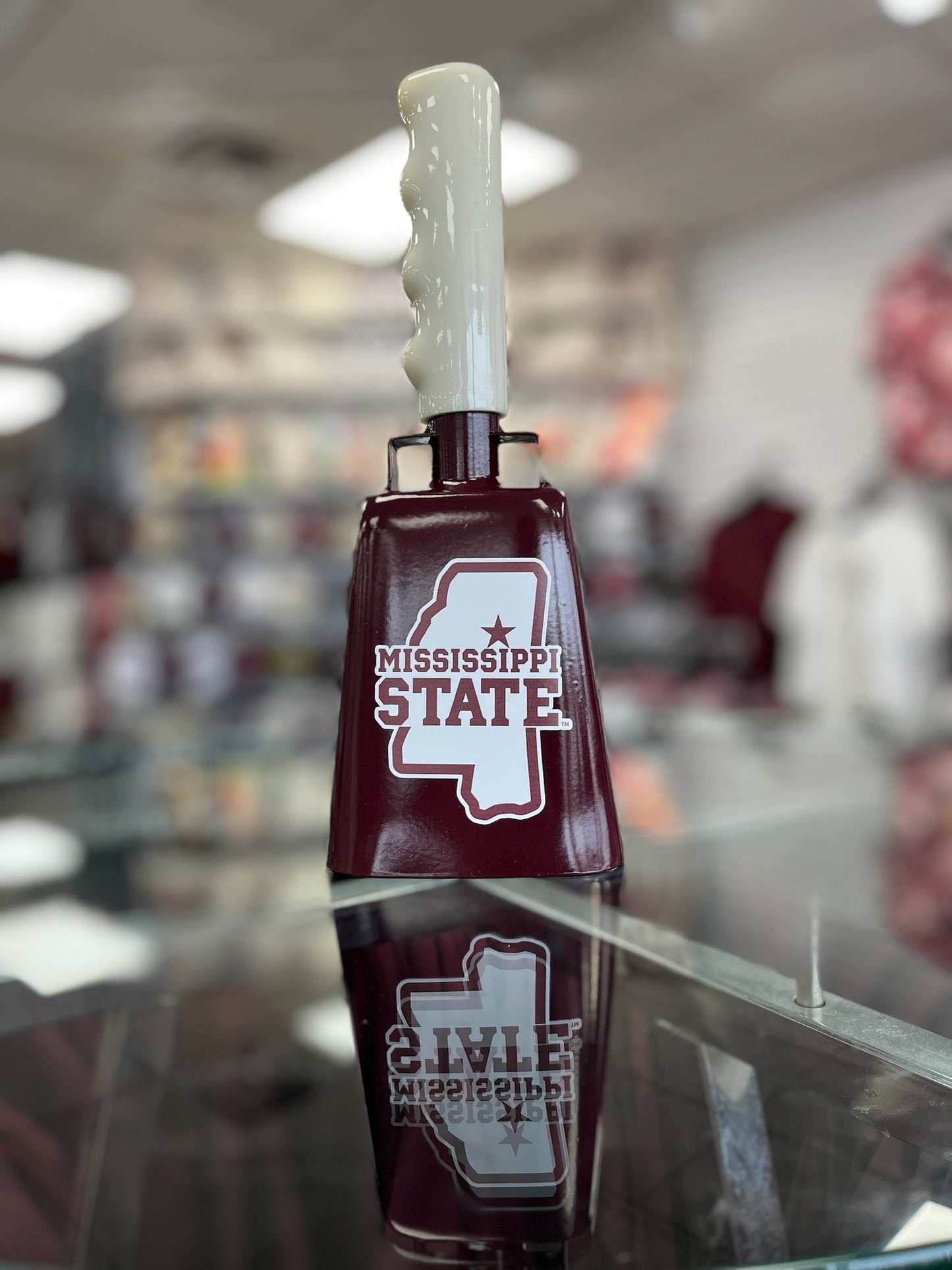 Boxed: Medium Maroon BullyBell with Star State Outline