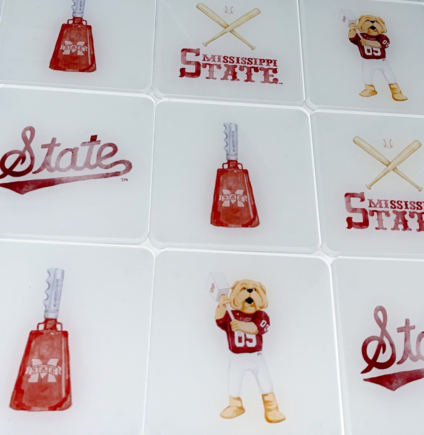 Acrylic MSU Watercolor Coaster Sets