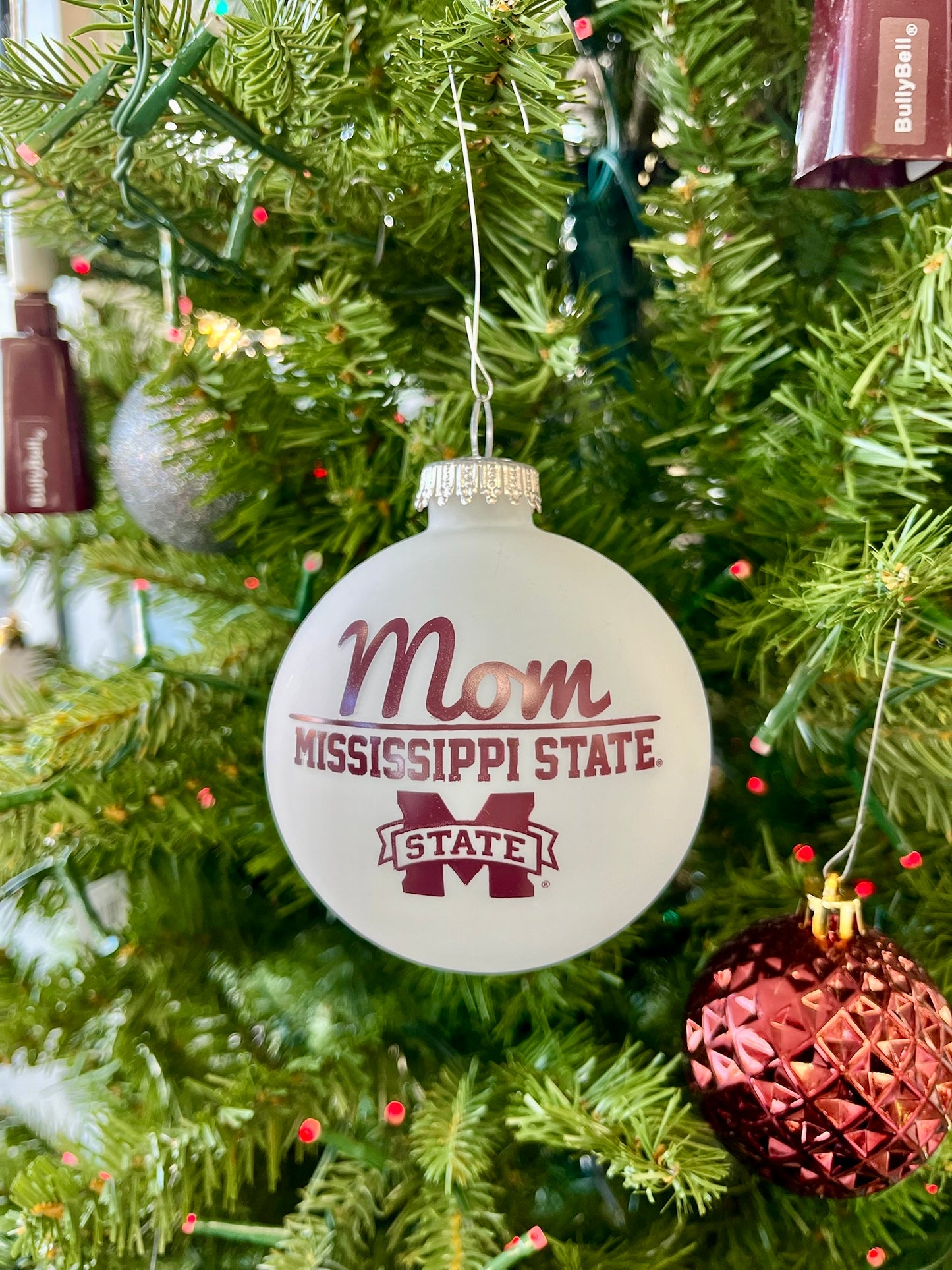 MSU Mom Matte Glass Ornament