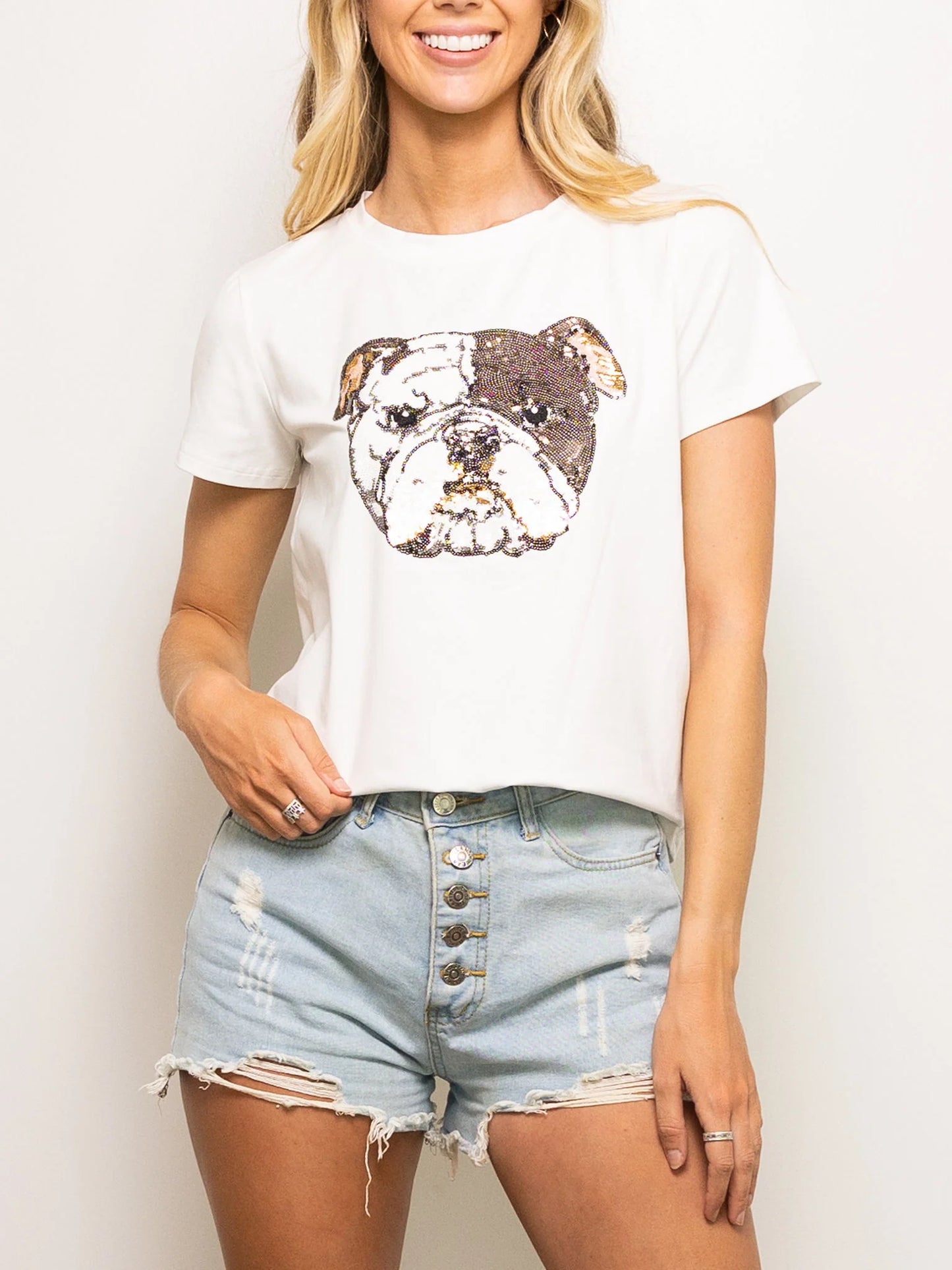 Sequin Bulldog Tee