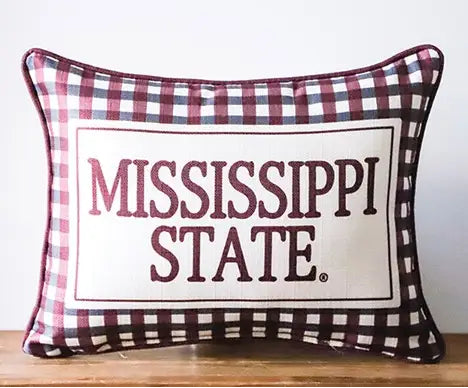 Mississippi State Gingham Pillow