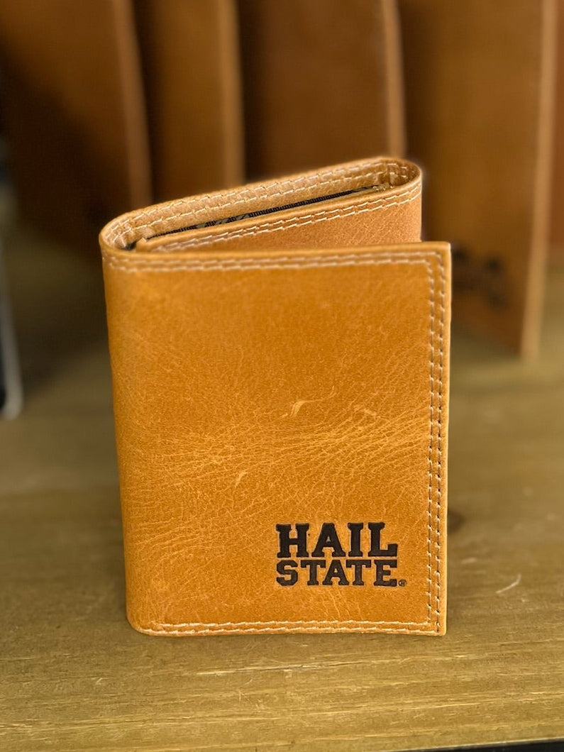 Tan Leather Hail State Debossed Wallets