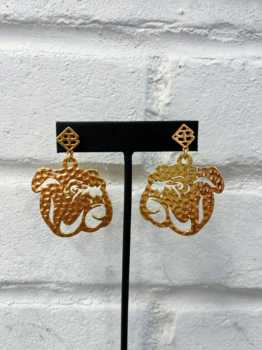 Gold Bulldog Statement Earrings