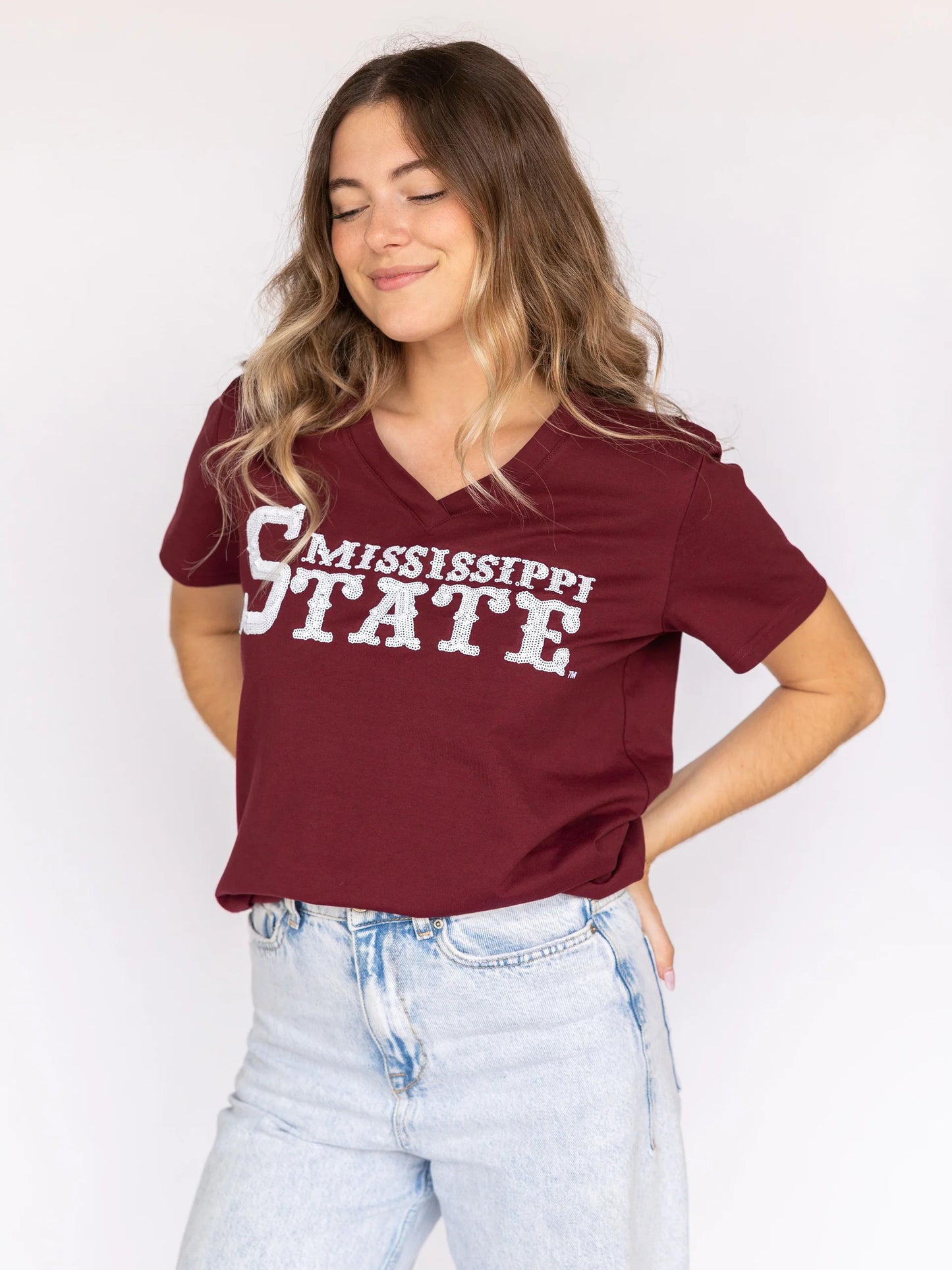 Sequin '85 Logo V-Neck