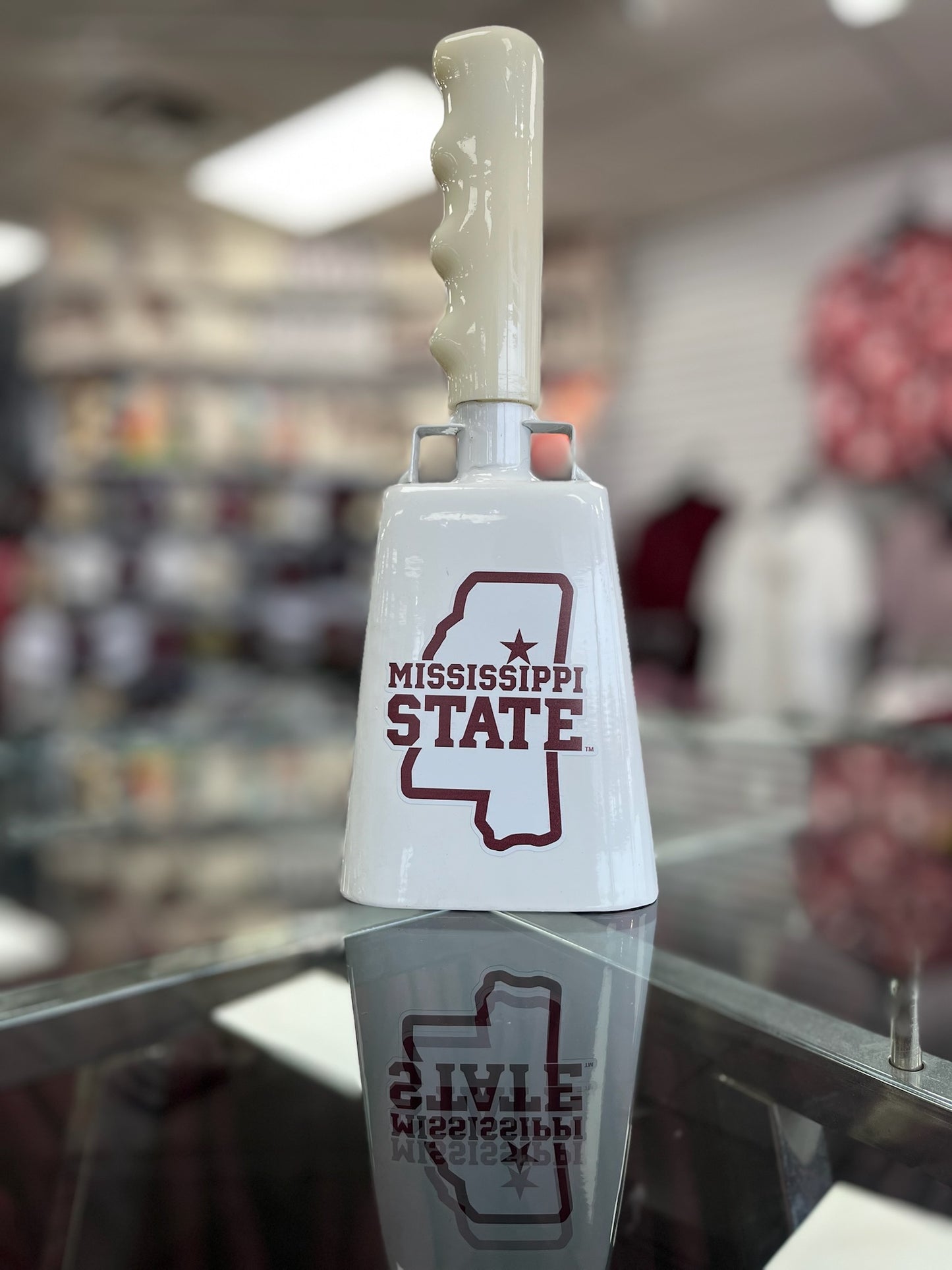 Boxed: Medium White BullyBell with Star State Outline