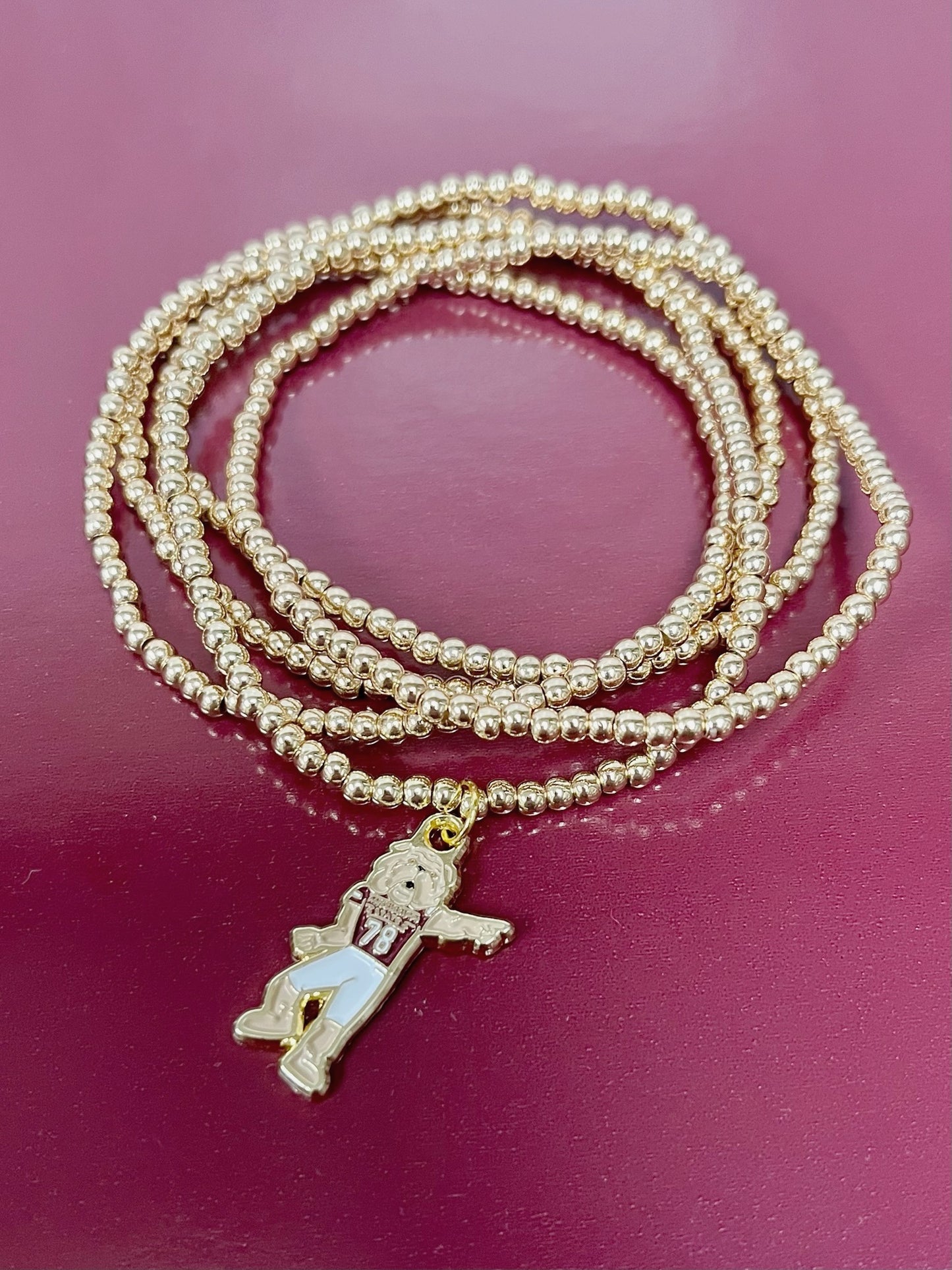 Bully Mascot Gold Beaded Bracelet Stack