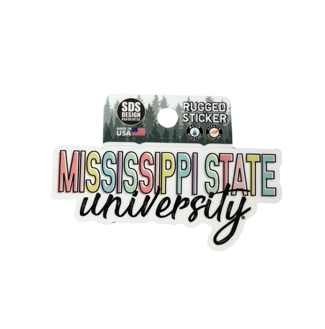 MSU Rainbow Text Decal
