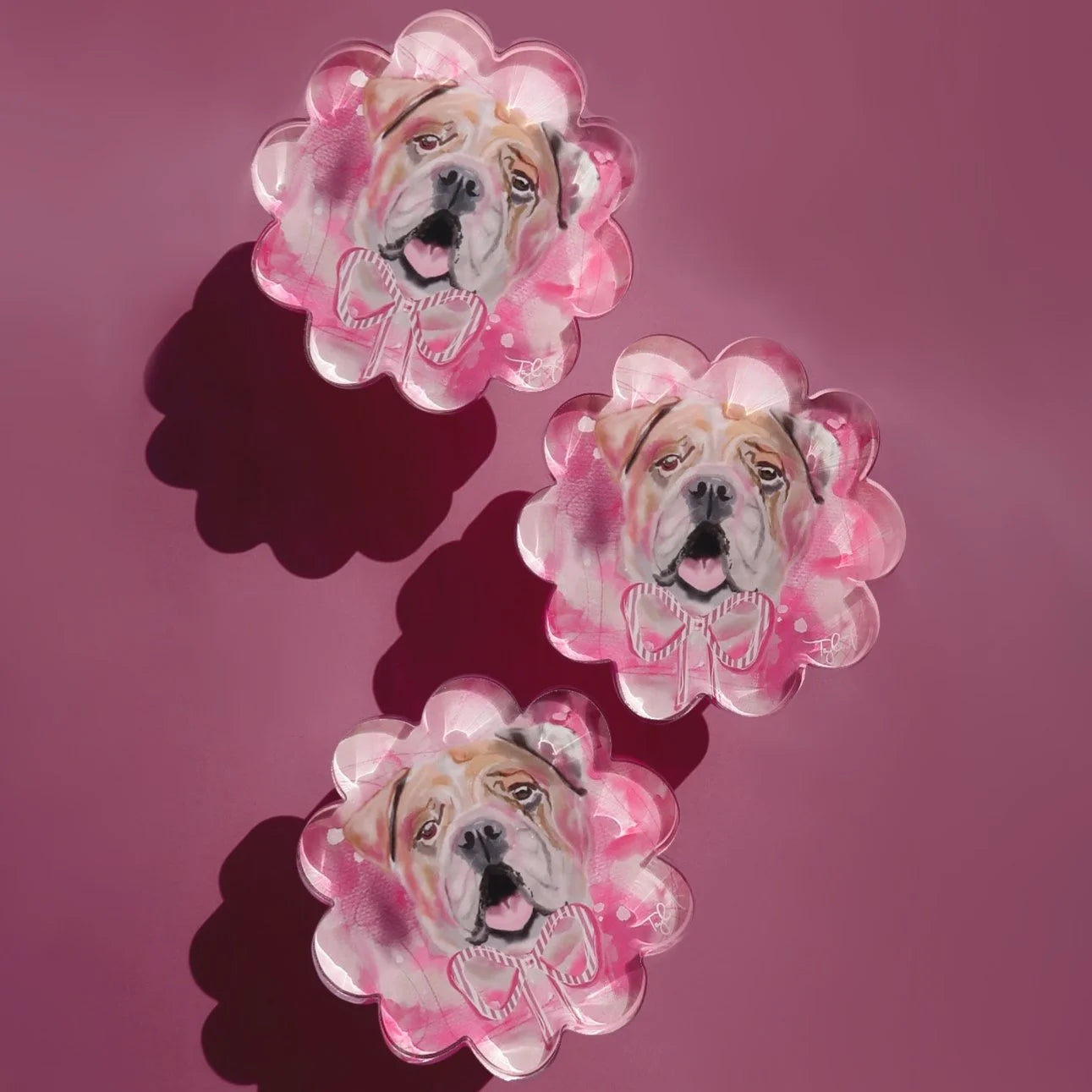 Scalloped Pink Bulldog Coaster