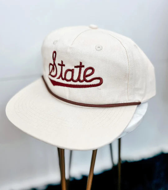 Cream State Script Rope Hat