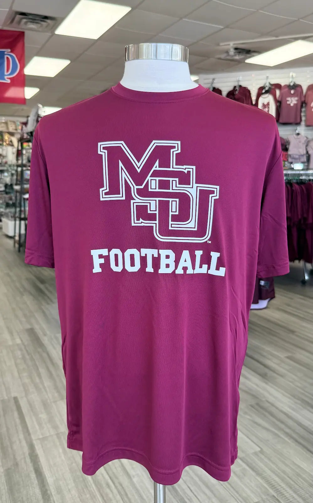 Interlocking MSU Football Dryfit Tee