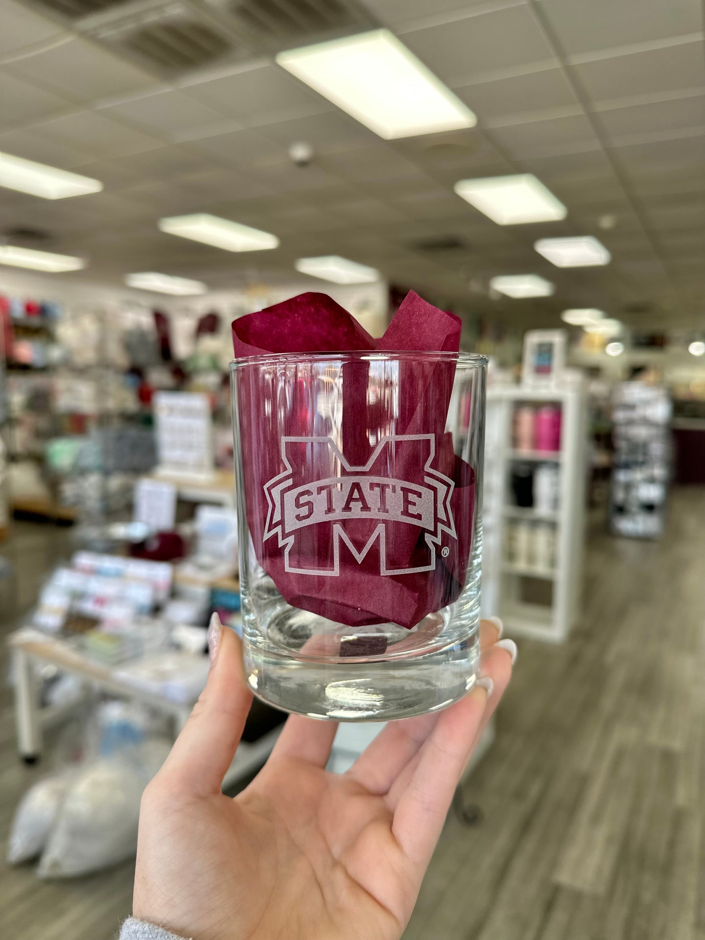 M Banner Rocks Glass