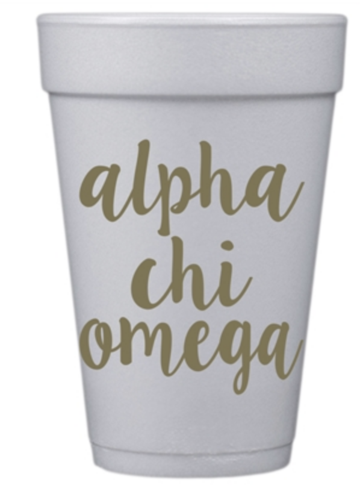 Gold Print Sorority Styrofoam Cups
