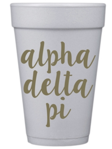 Gold Print Sorority Styrofoam Cups