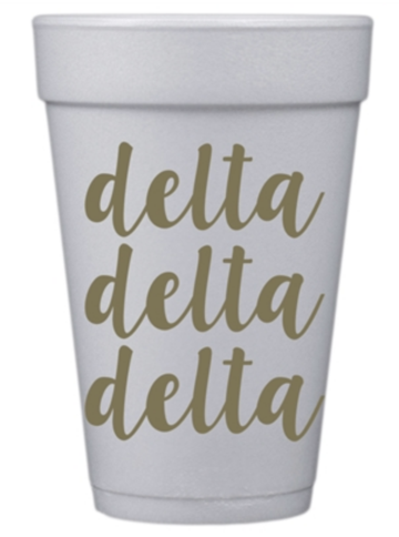 Gold Print Sorority Styrofoam Cups