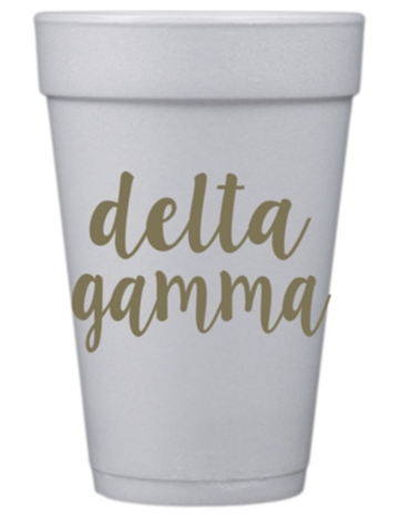 Gold Print Sorority Styrofoam Cups