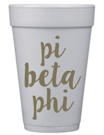 Gold Print Sorority Styrofoam Cups