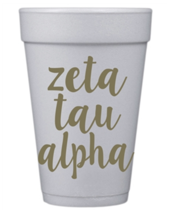 Gold Print Sorority Styrofoam Cups
