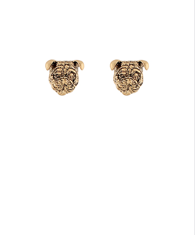 Bulldog Face Earrings