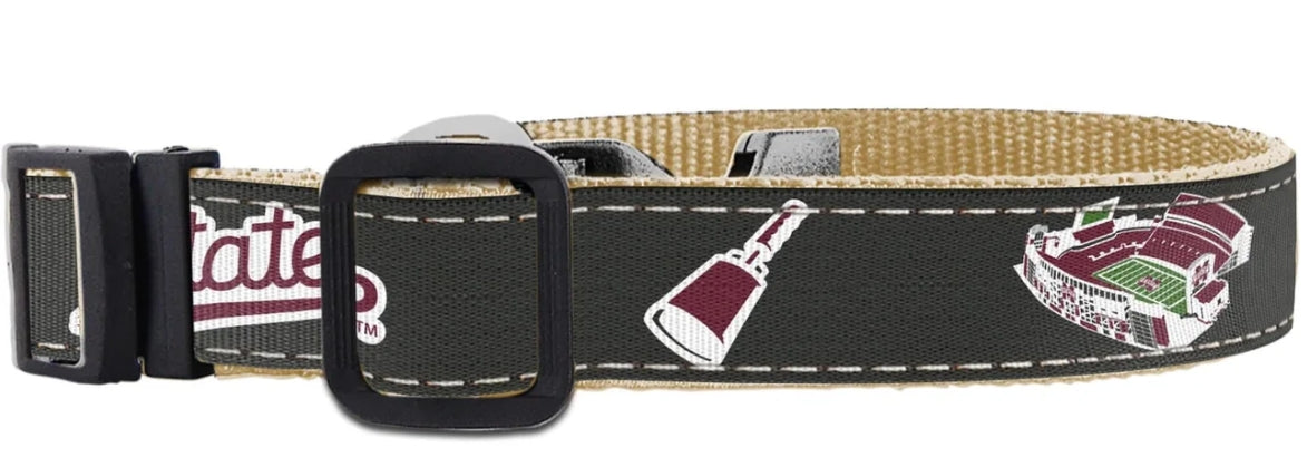 Gray MSU Collage Ribbon Dog Collar