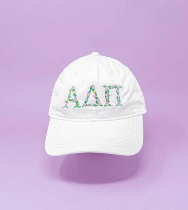 Sorority Floral Embroidered White Hat