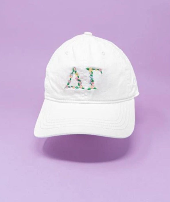 Sorority Floral Embroidered White Hat