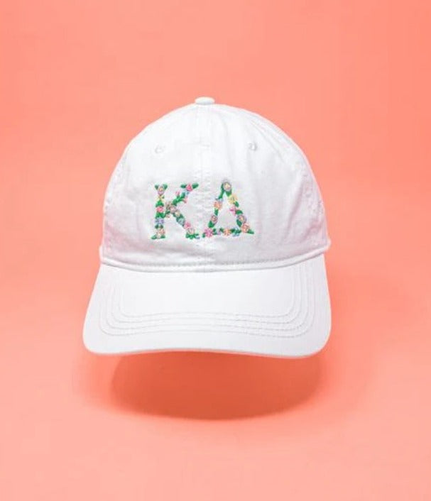 Sorority Floral Embroidered White Hat
