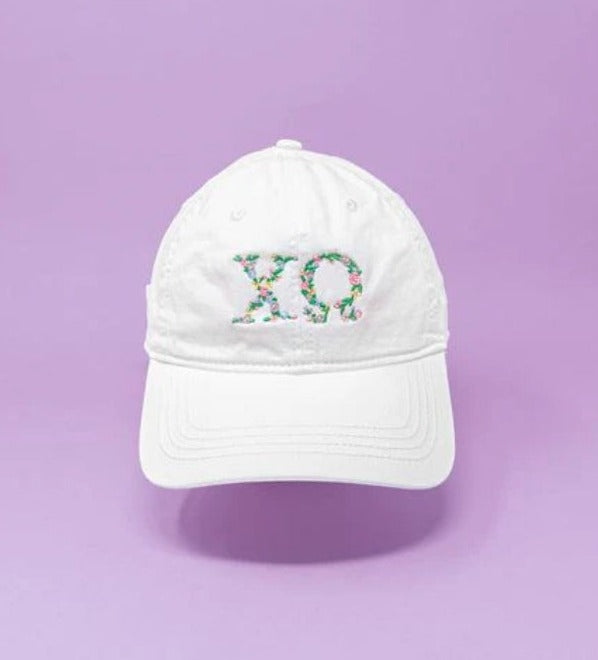 Sorority Floral Embroidered White Hat
