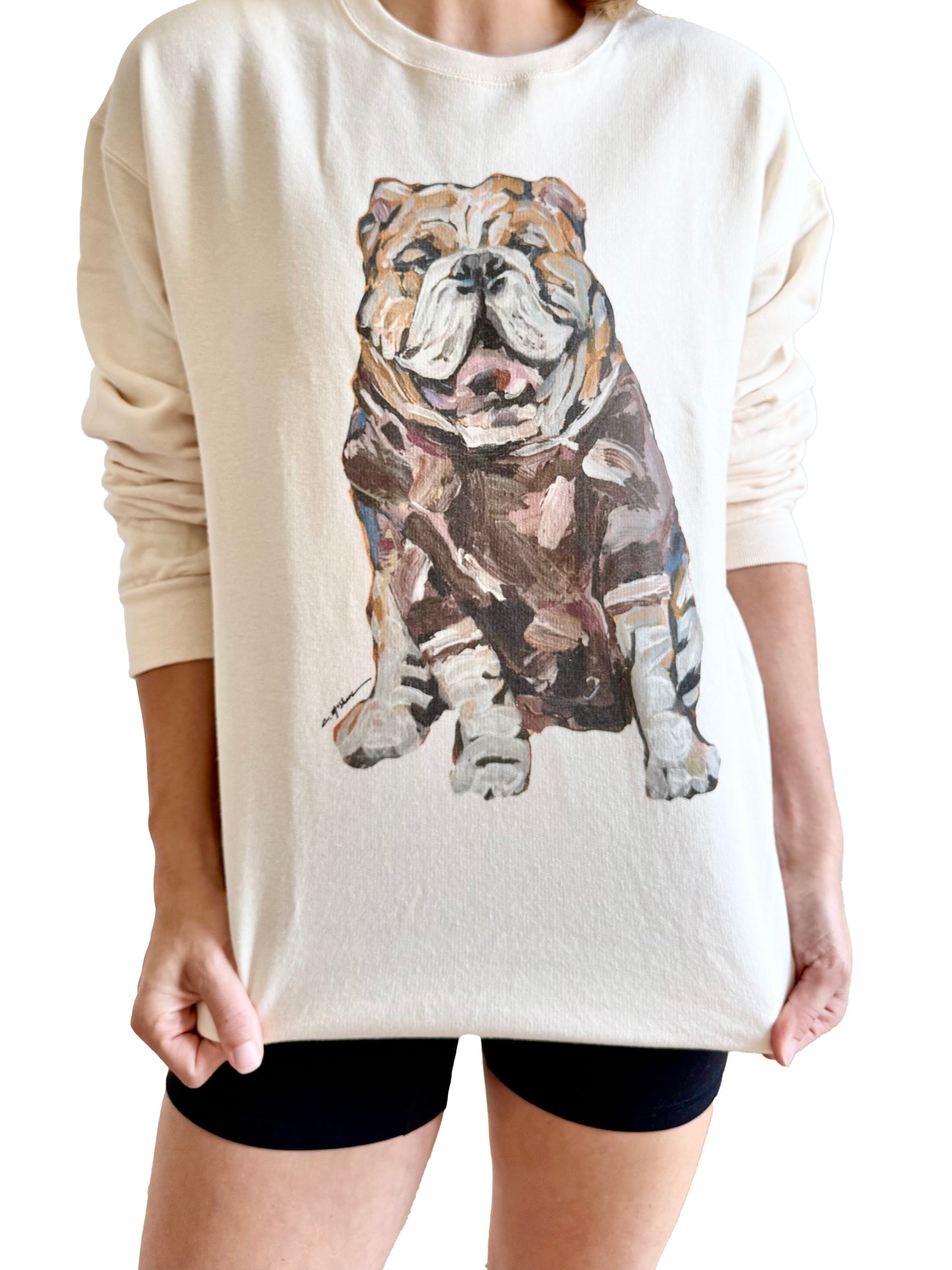 Cream Maroon Bulldog Sweatshirt