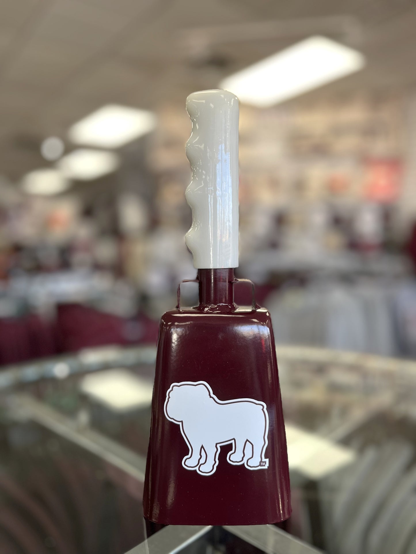 Boxed: Medium Maroon BullyBell with Bulldog Silhouette Decal