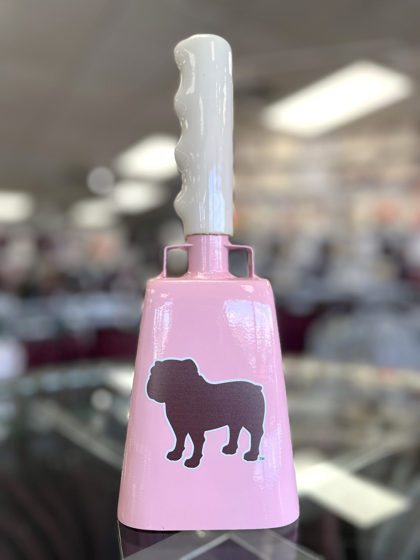 Boxed: Medium Pink BullyBell with Bulldog Silhouette Decal