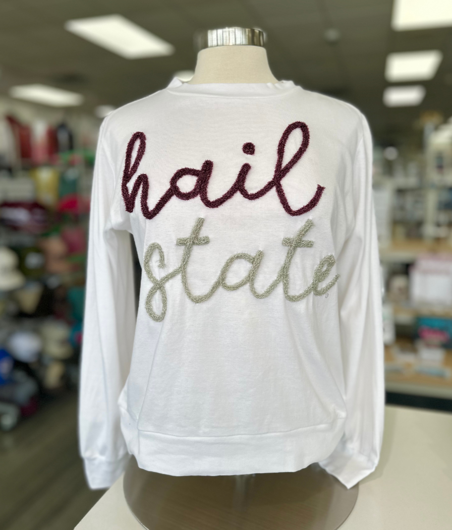 Hail State Glitter Script Tee