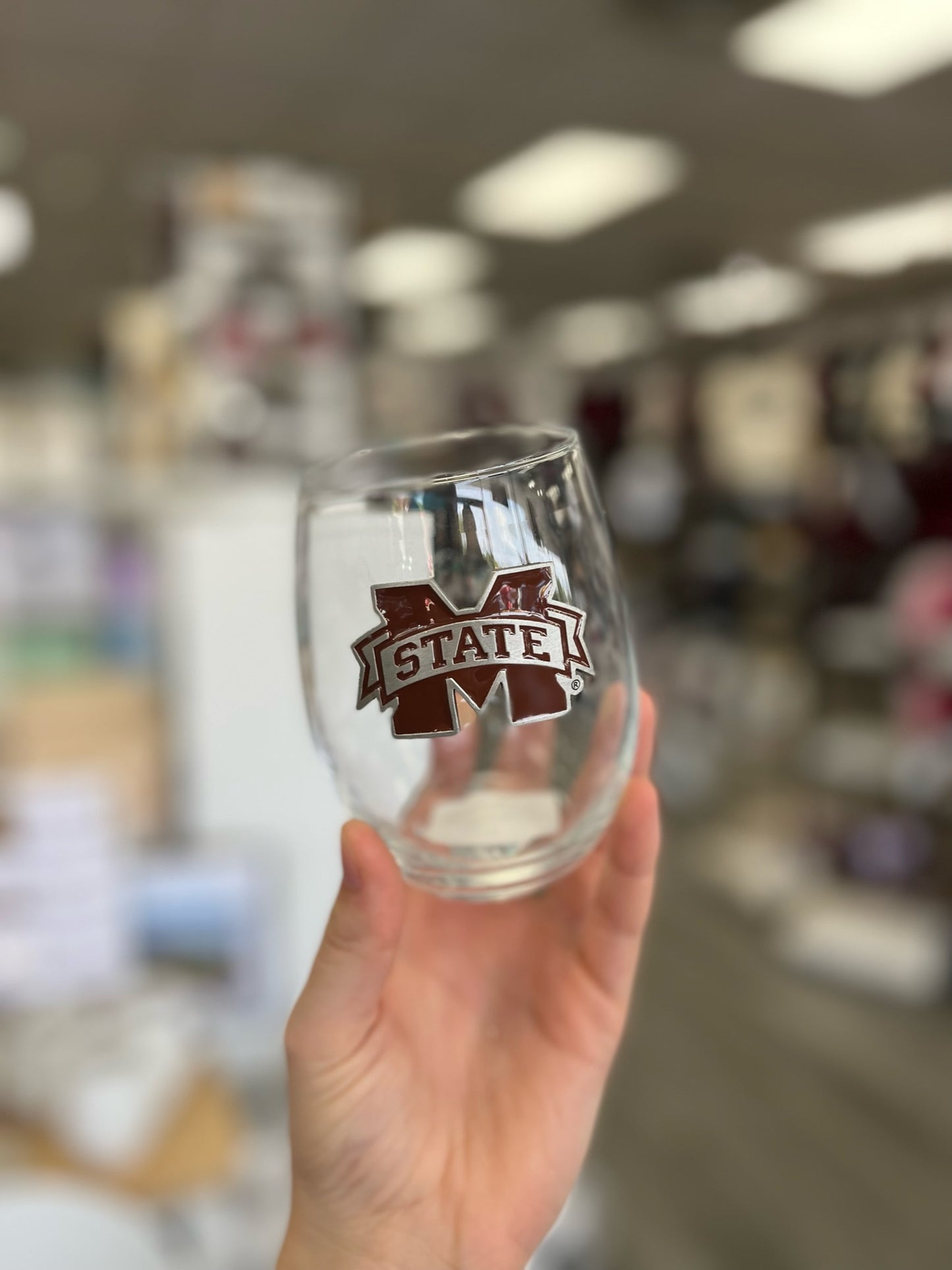 M Banner Medallion Stemless Wine Glass