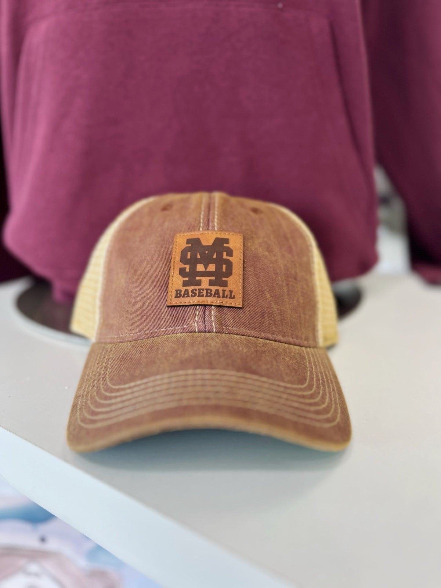 Old Favorite M Over S Baseball Patch Trucker