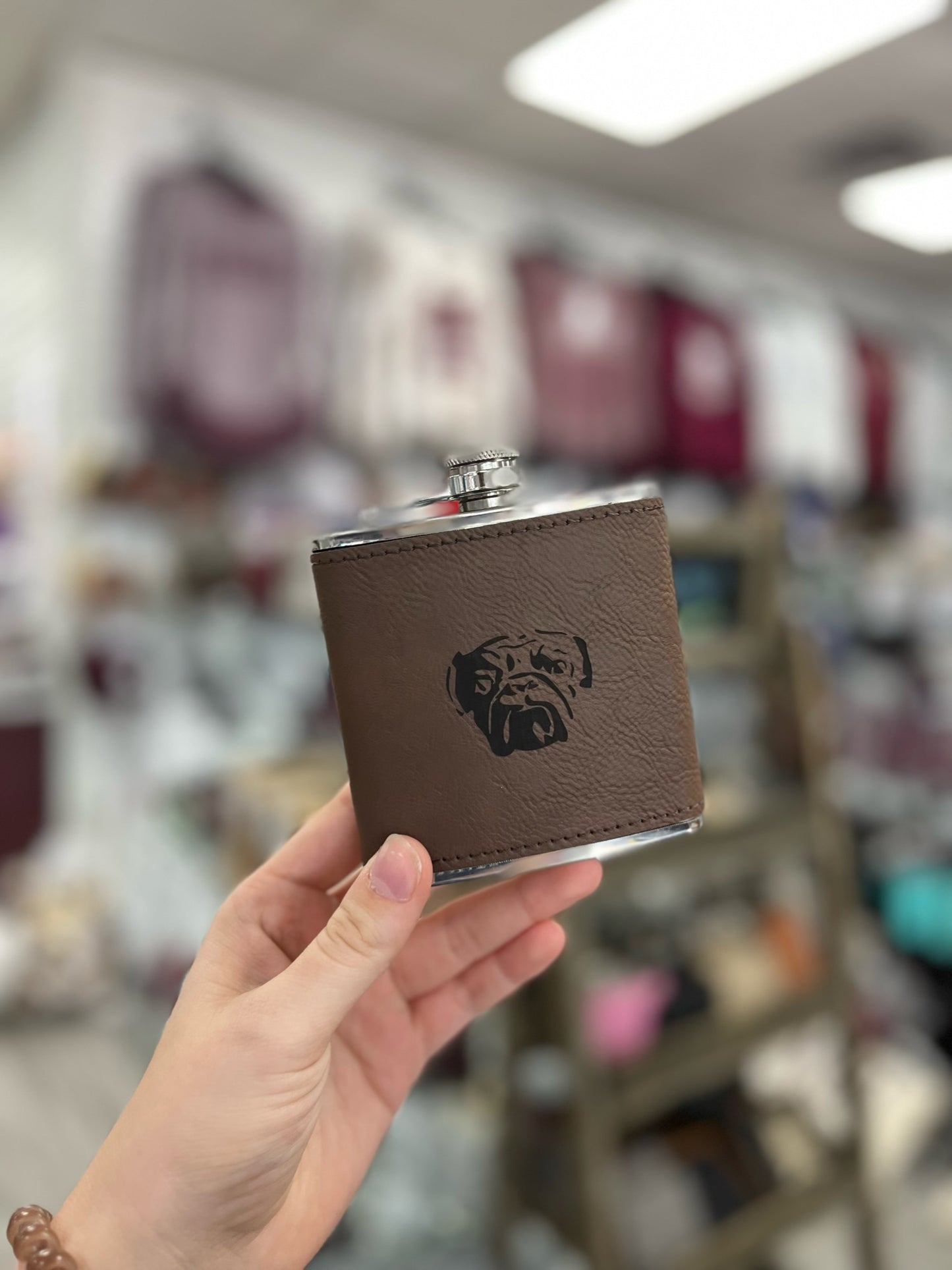 Bulldog Leather Flask