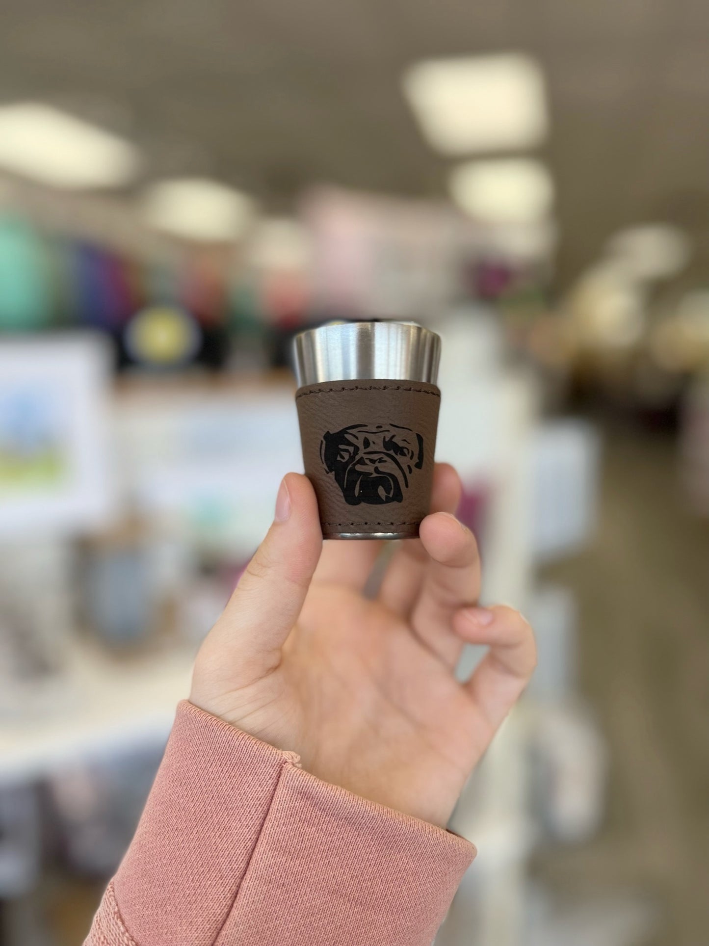 Bulldog Leather Wrapped Shot Glass