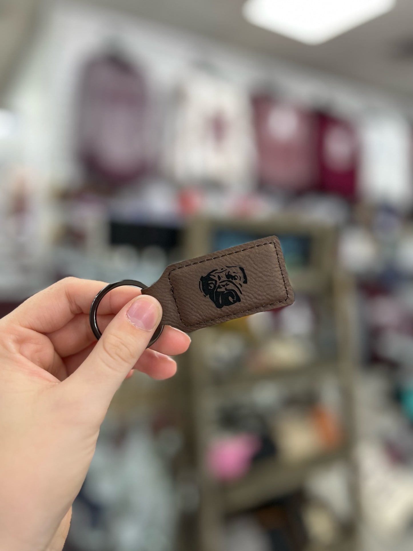 Bulldog Leather Keychain