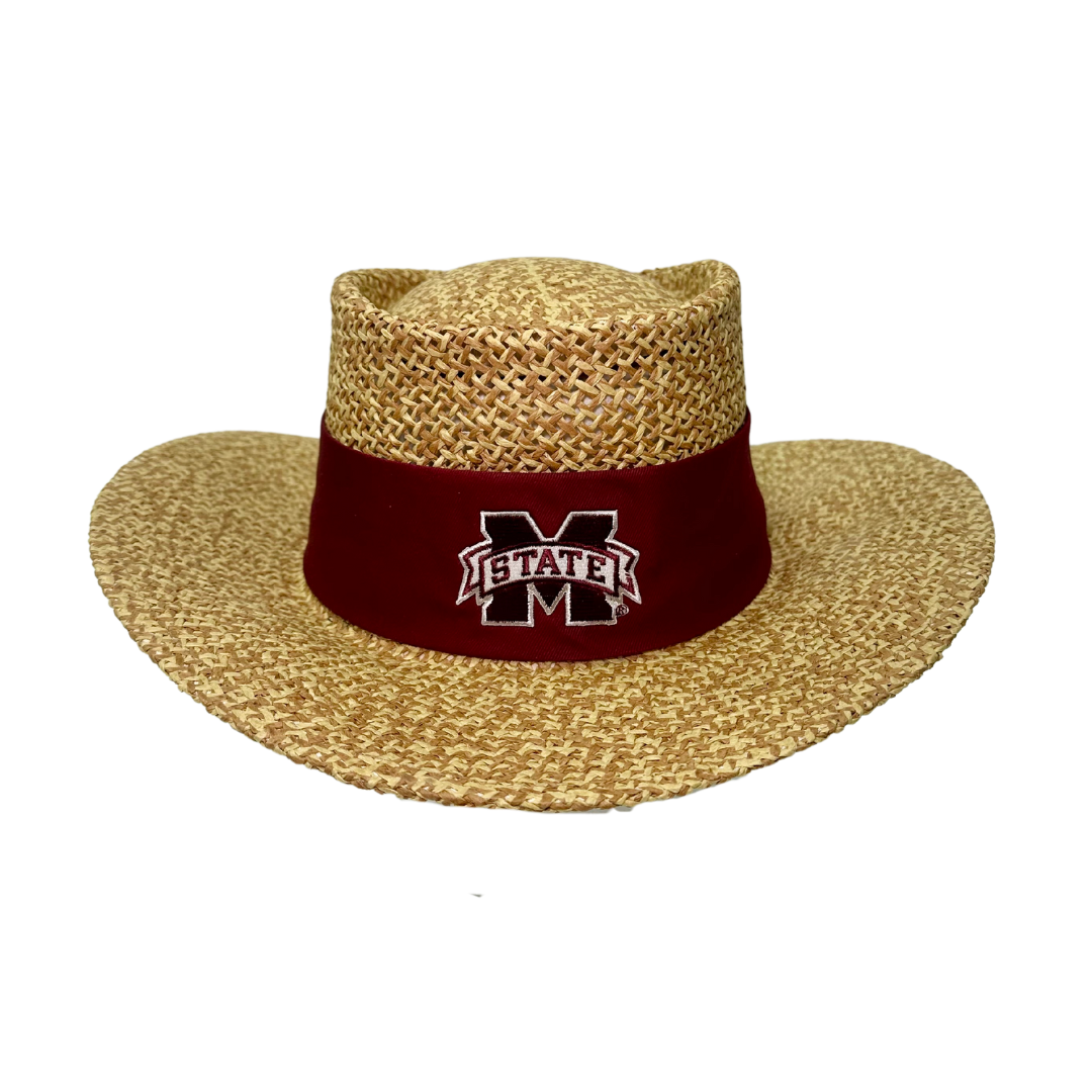 M Banner Straw Sun Hat