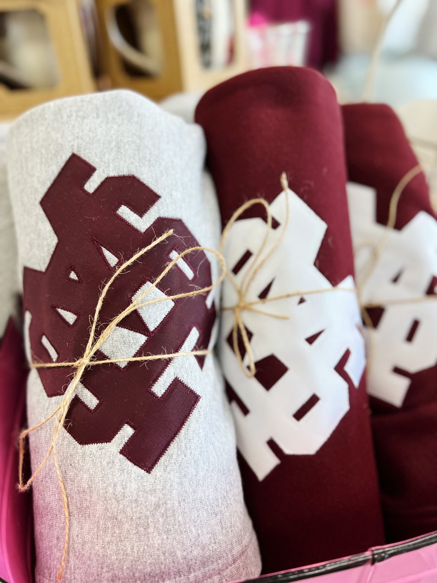 Maroon M Over S Blanket