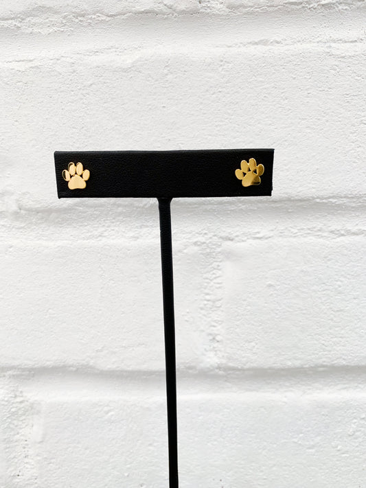 Gold PawPrint Studs