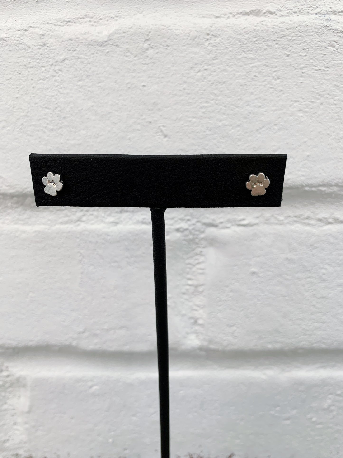 Silver PawPrint Studs
