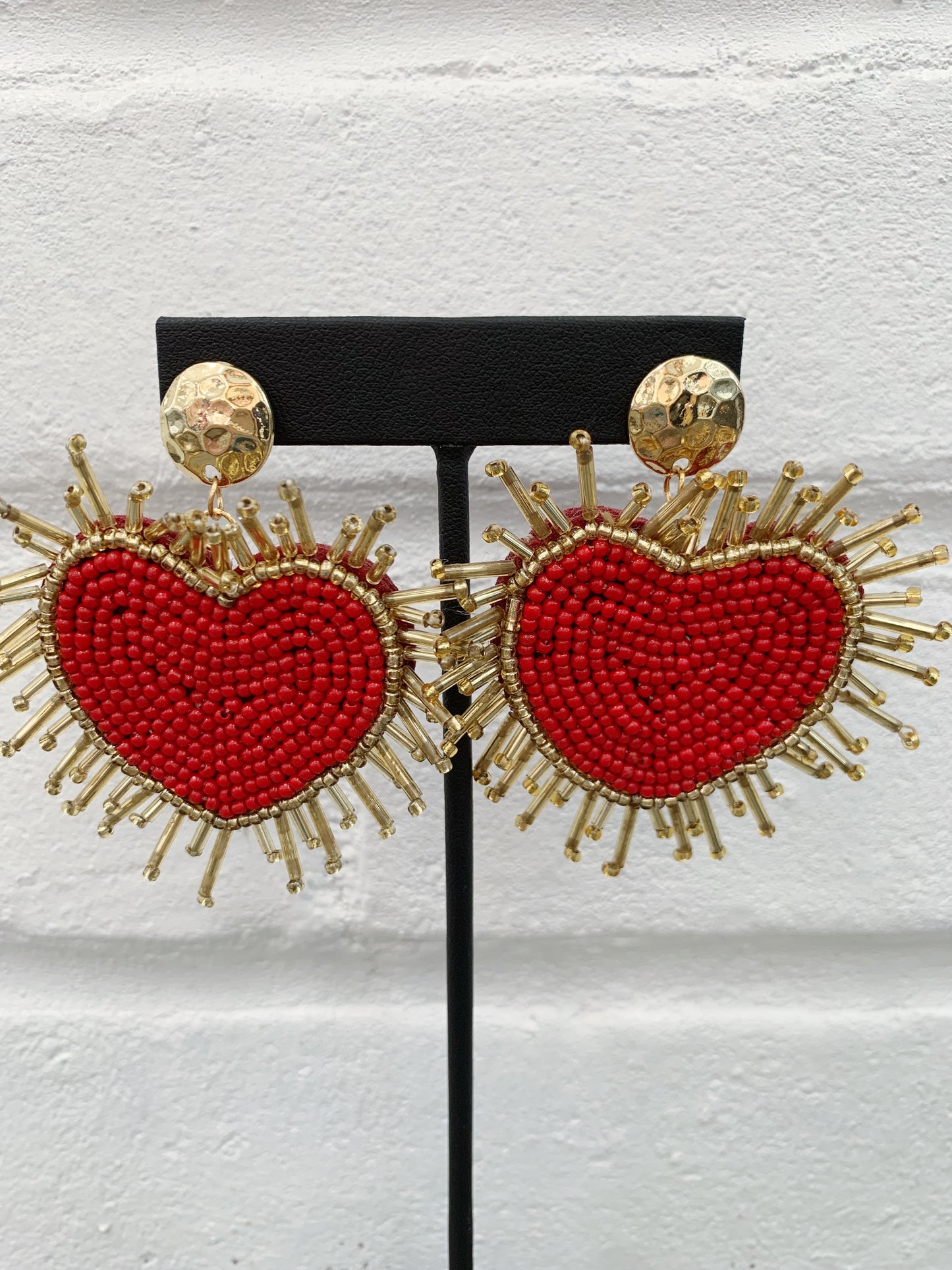 Red & Gold Heart Earrings