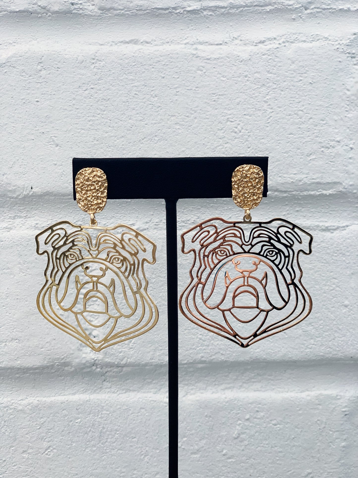 Gold Bulldog Earrings