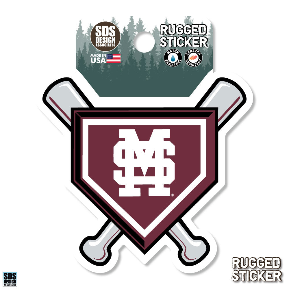 3" Crossed Bats Rugged Sticker