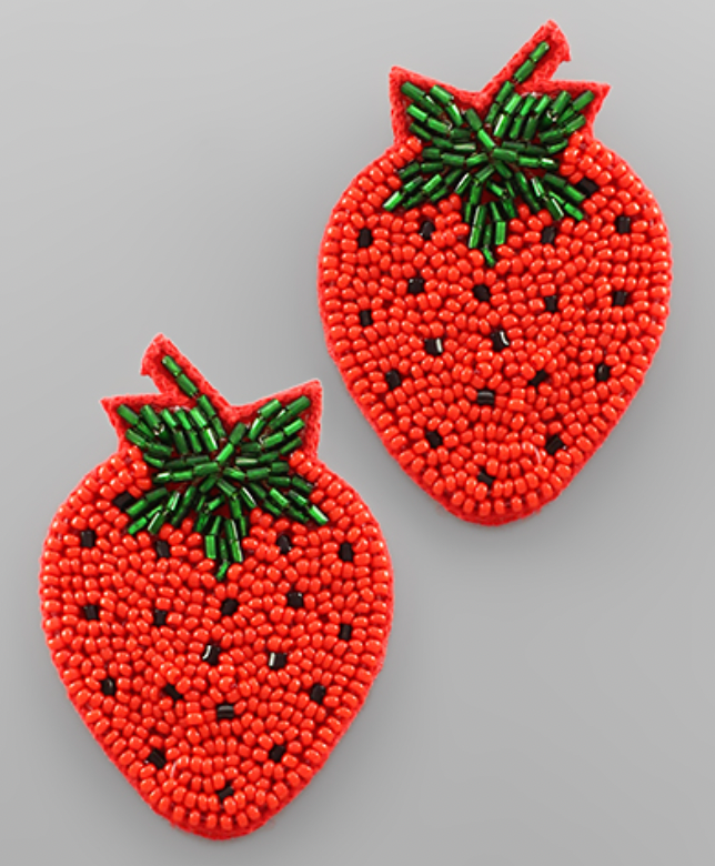 Beaded Strawberry Earrings